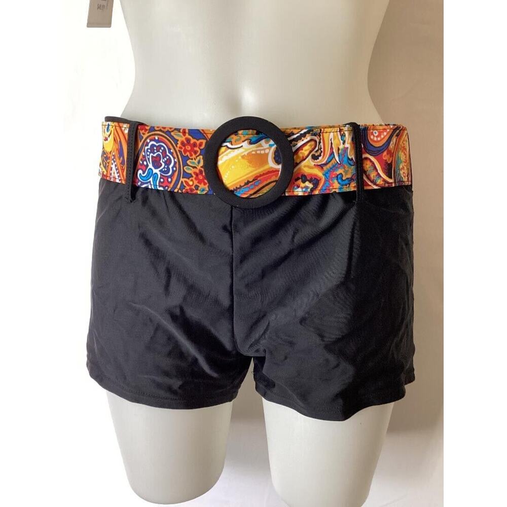 NWT Bikini Bay M/M 35B Belted Swim Short Bottoms Multi golf Size 14 Only $18.99